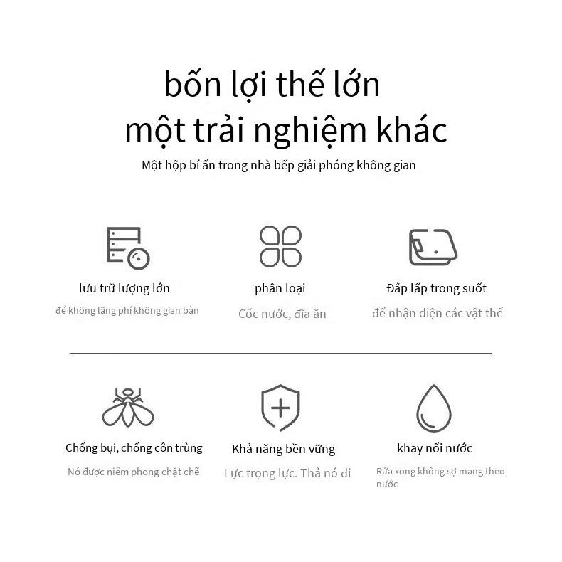 Tủ đựng bát đĩa 1 tầng, đi kèm 6 khe đỡ bình sữa, nắp đậy và khe thoát nước thông minh