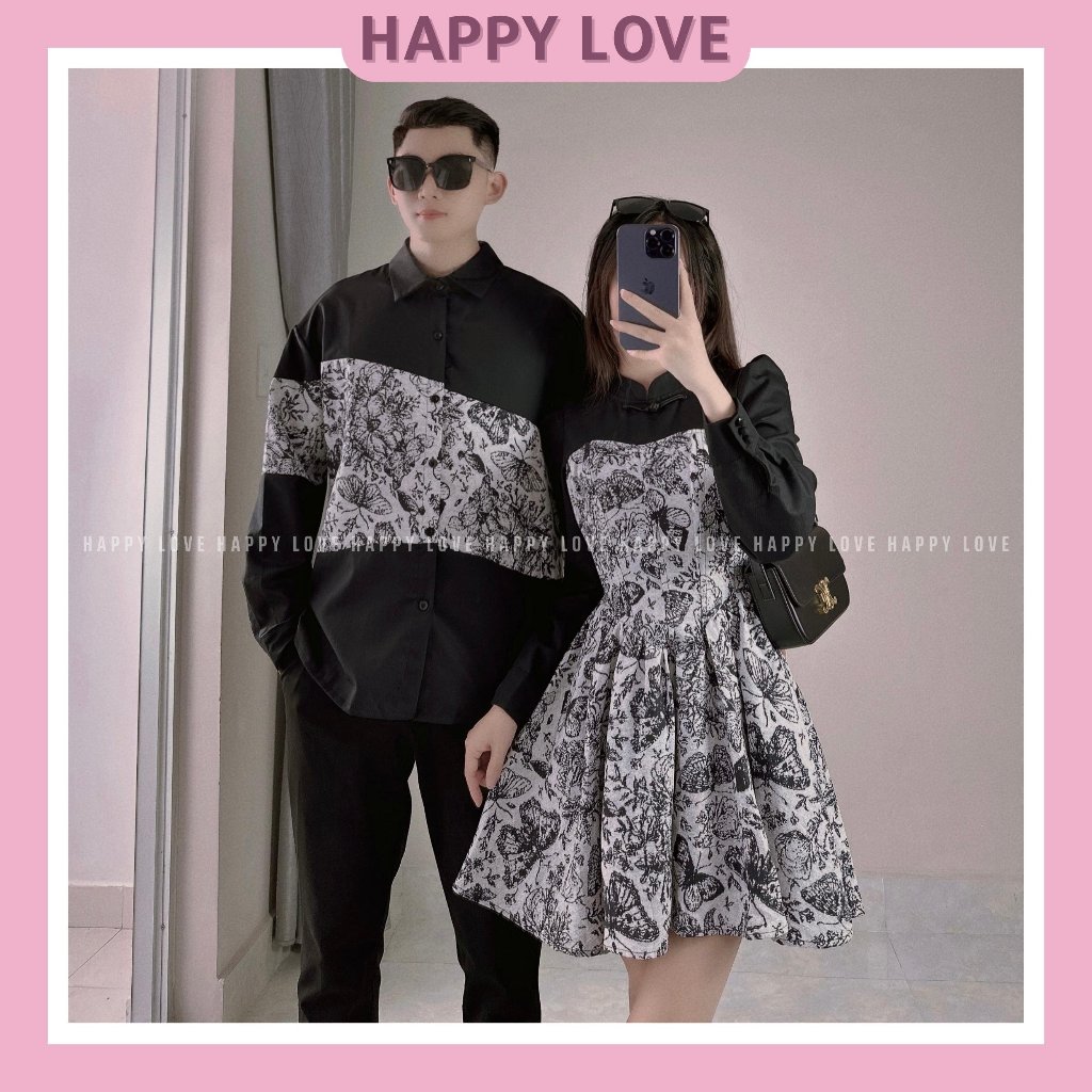 Đồ đôi nam nữ set couple áo váy cặp với người yêu dài tay thu đông màu