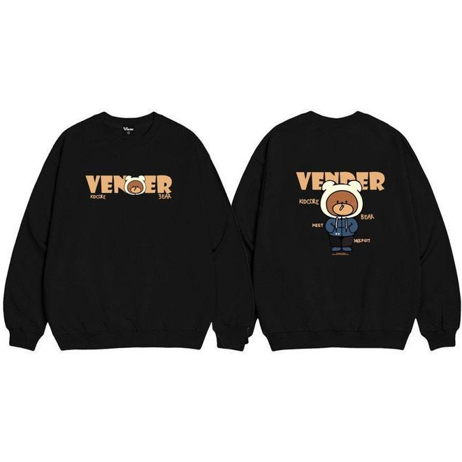 Áo Sweater VENDER, Áo Sweater Nỉ Họa Tiết Gấu Form Rộng (NI-2023-02)