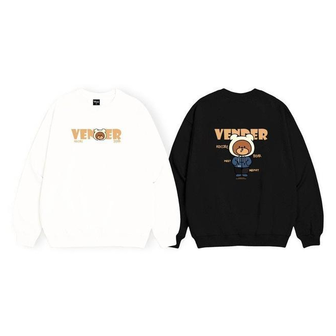 Áo Sweater VENDER, Áo Sweater Nỉ Họa Tiết Gấu Form Rộng