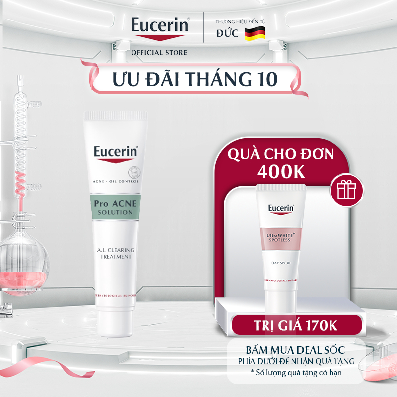 [Tặng Gel Rửa Mặt 199K] Gel Giúp Giảm Mụn & Nhờn Eucerin Pro Acne A.I. Clearing Treatment 40ml