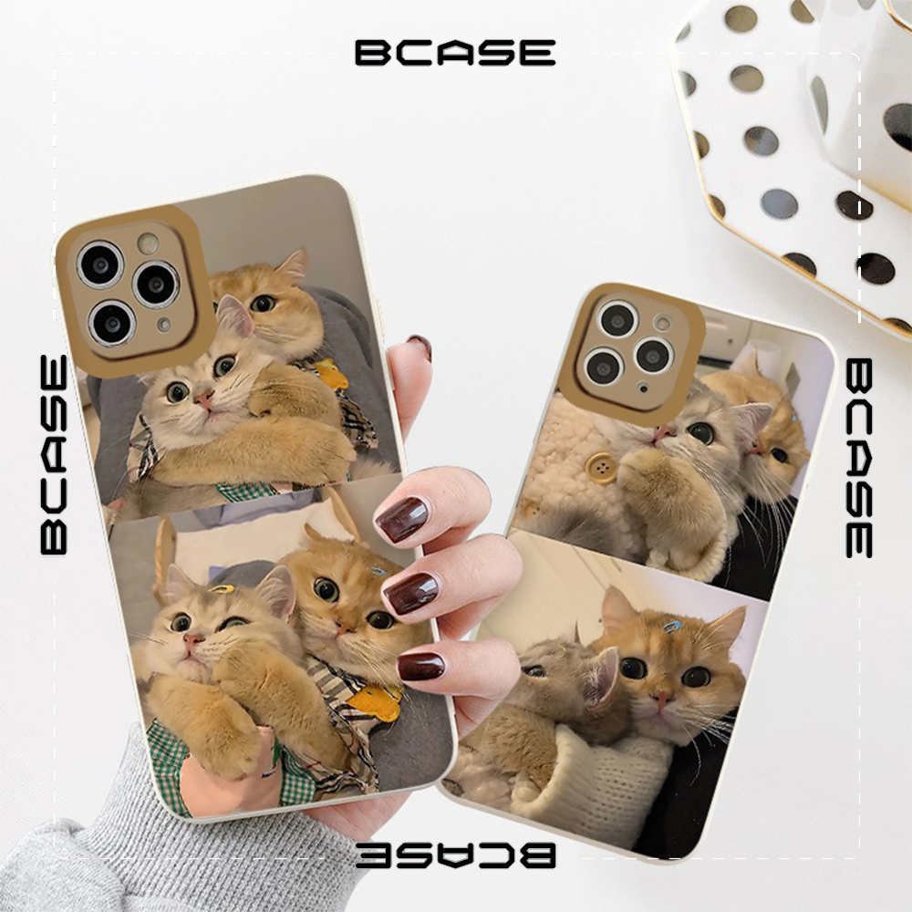 Ốp điện thoại iphone hình Mèo kute viền vuông chống bẩn ngộ nghĩnh hài hước hình bựa hoạt hình iphone x//7p/12/13 nn338