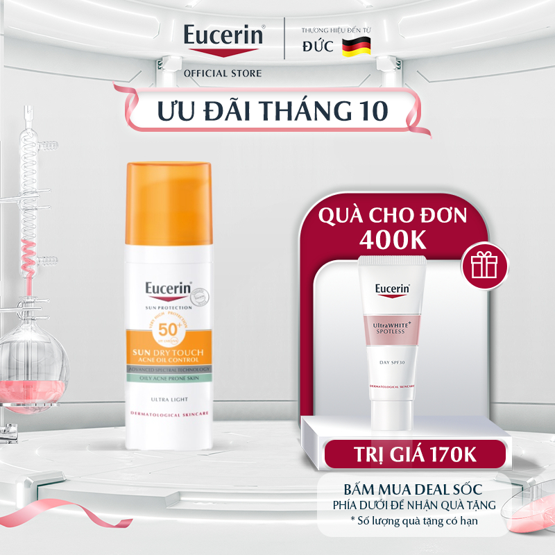 Kem chống nắng kiềm dầu & ngừa mụn Eucerin Sun Dry Touch SPF50+ 50ml