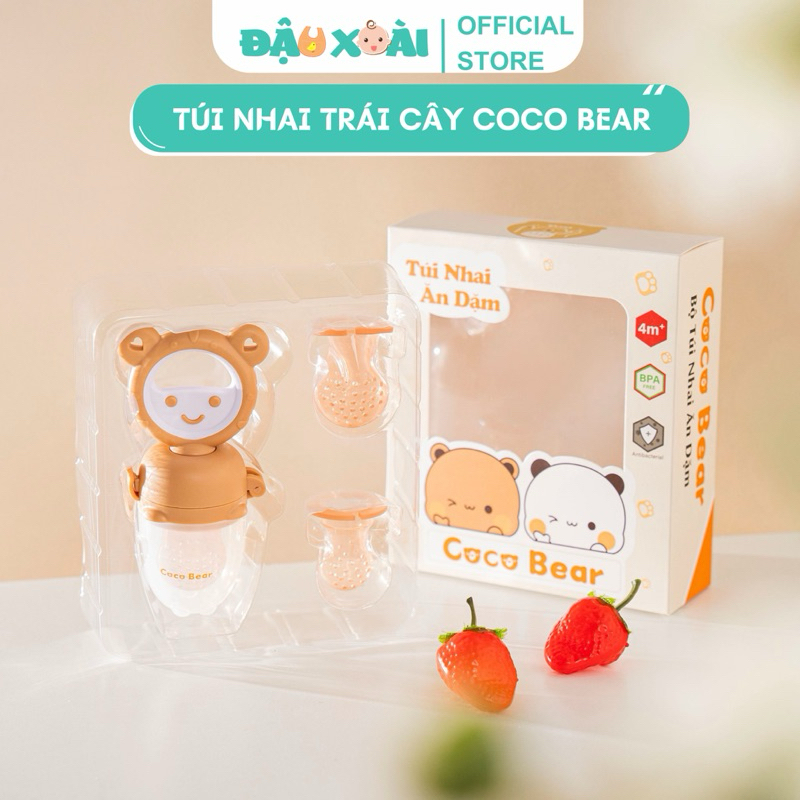 Túi nhai hoa quả chống hóc Coco Bear cho bé ăn dặm Đậu Xoài Shop