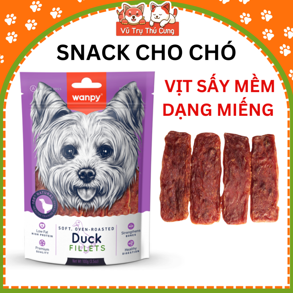 Snack Cho Chó Wanpy Thịt Vịt Sấy Mềm 100g