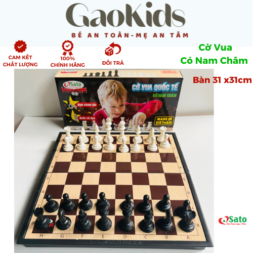 Bộ Cờ Vua Cao Cấp Có Nam Châm - Bàn Cờ Vua Quốc Tế 31x31cm SATO