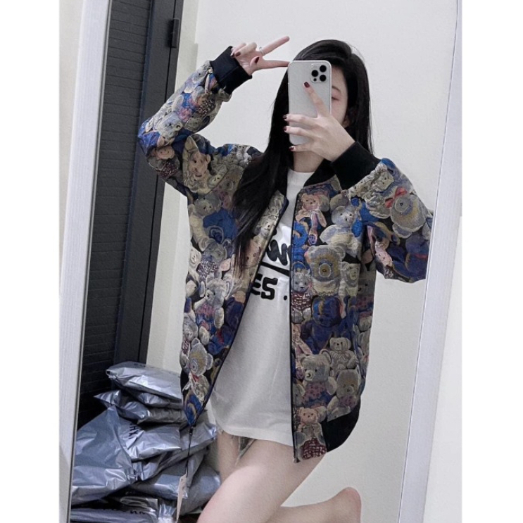 Áo Khoác Nam Nữ M.O.C.H.O.L Gấu - Áo Khoác Bomber Chất Liệu Vải Gấm Hot Nhất Năm 2023