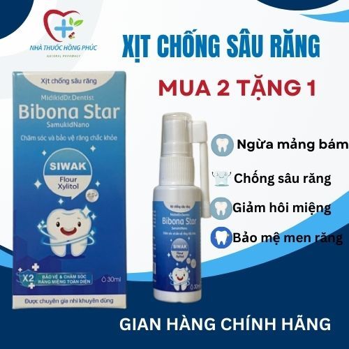 Xịt chống sâu răng BIBONA STAR Cho bé Giúp Ngăn Ngừa Mảng Bám Giảm Hôi Miệng, Mang Lại Hơi Thở Thơm Mát - Chai 30ml