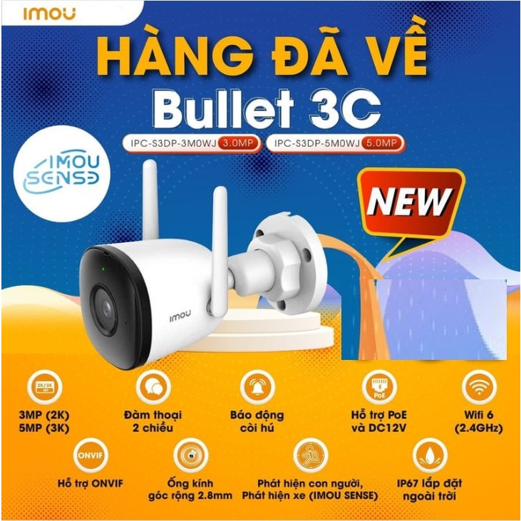 Camera Wifi IMOU Ngoài Trời, Camera có Màu ban đêm F32P, F32FP, S3EP, F52P 3MP/5MP 2K 3K Chính Hãng