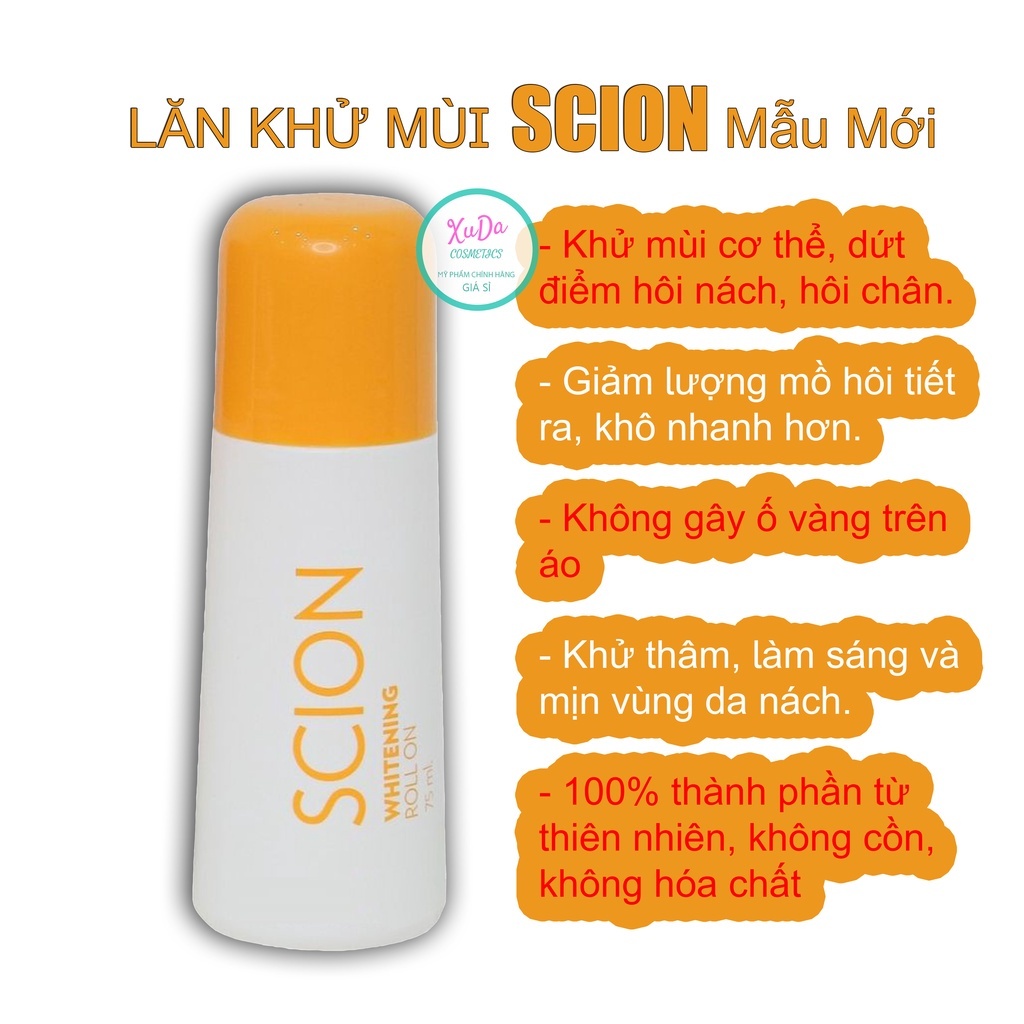 Lăn khử mùi Scion Nuskin 75ml ngăn mùi hôi nách không làm ố quần áo, làm sáng vùng da dưới cánh tay