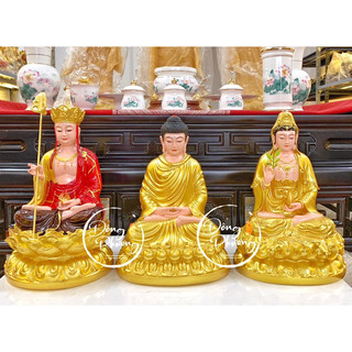 Tượng Phật Thích Ca, mẹ quan âm, địa tạng, tượng ta bà tam thánh, tượng tây phương tam thánh composite cao 30cm