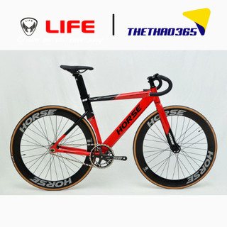 Xe đạp Fixed Gear Life Horse thiết kế khí động học, siêu lướt, khung nhôm, giò đĩa nhôm 48T