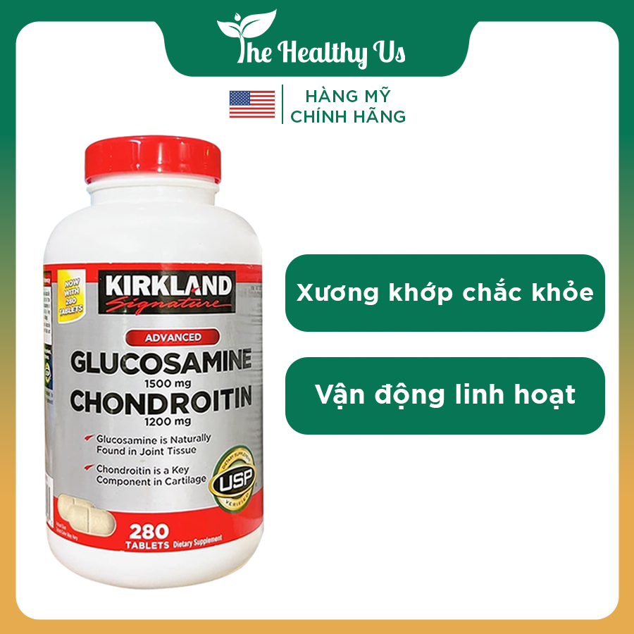 Viên Uống Bổ Khớp Glucosamine 1500mg Và Chondroitin 1200mg Kirkland - Mỹ (220 Viên) - Cải thiện viêm khớp