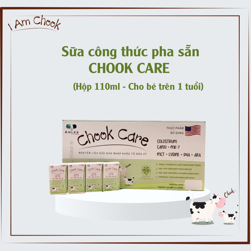 Thùng Sữa Bột Pha Sẵn Chook Care Sữa Non Tăng Đề Kháng 110ml - Trên 1 Tuổi (48 Hộp x 110ml)