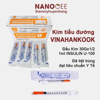 Kim Tiểu Đường VINAHANKOOK 1ml INSULIN U-100 Đầu Kim 30Gx1/2 Dùng Trong Y Tế, Spa Tiêm Filler, Btox