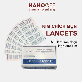 Kim Chích Mụn Lancet Mũi Kim Sắc Nhọn Tạo Cảm Giác Không Đau (Hộp 200 kim)