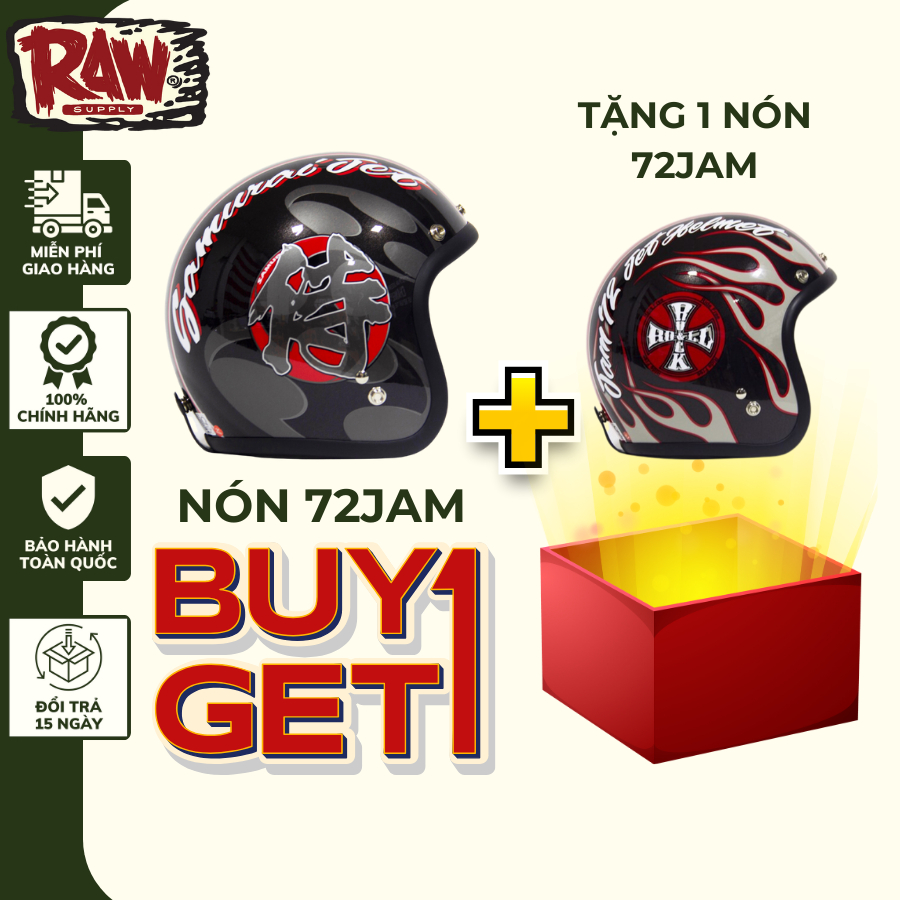 Mũ bảo hiểm 3/4 Arrow Shop 72 Jam nón bảo hiểm phong cách Nhật Bản