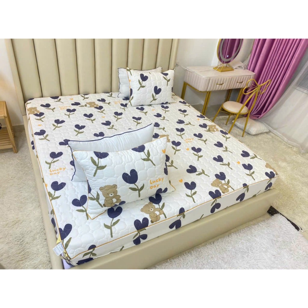 Ga gối trần bông cotton đũi tự nhiên thoáng khí phong cách Hàn Quốc siêu chất.