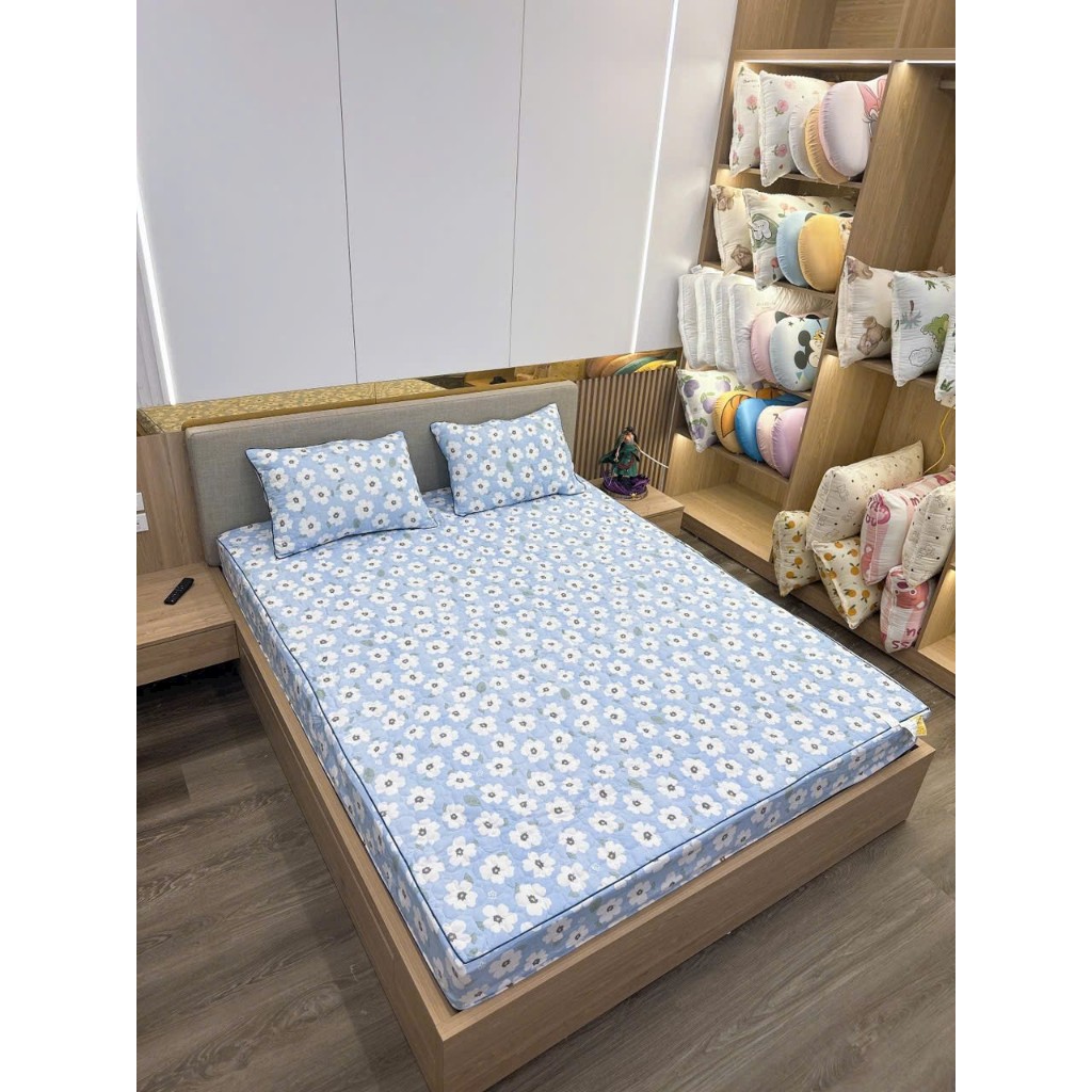 Ga gối trần bông cotton đũi tự nhiên thoáng khí phong cách Hàn Quốc siêu chất.