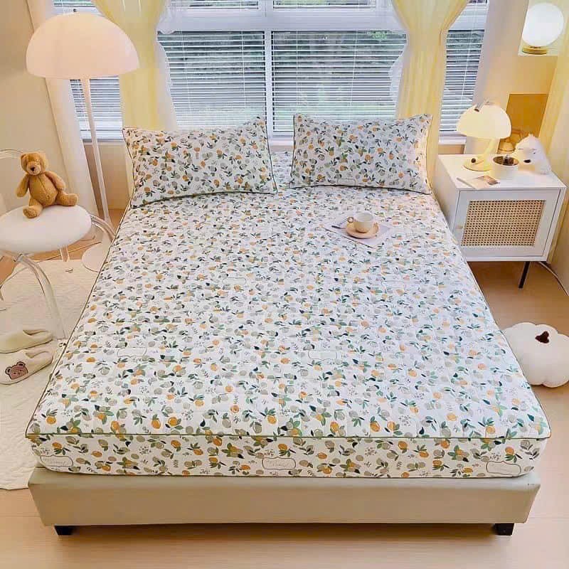 Ga gối trần bông cotton đũi tự nhiên thoáng khí phong cách Hàn Quốc siêu chất.