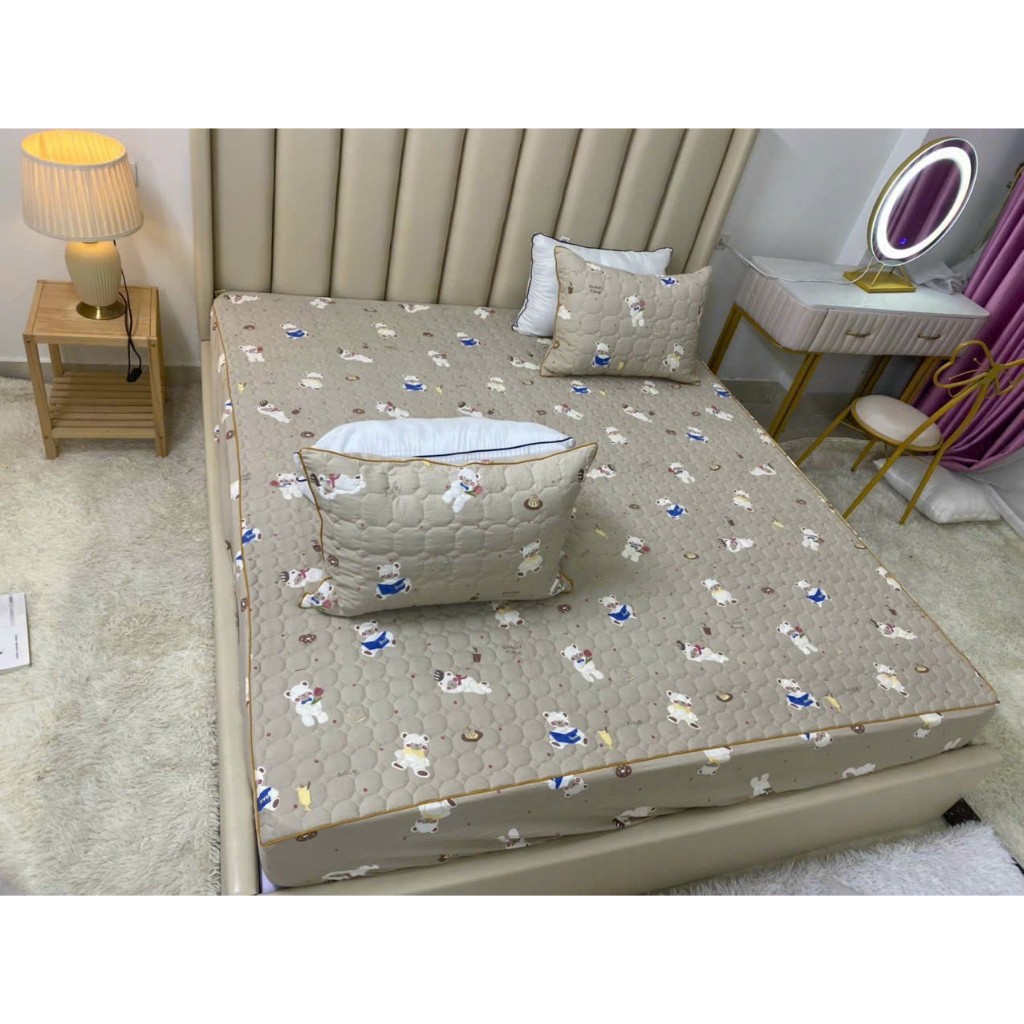 Ga gối trần bông cotton đũi tự nhiên thoáng khí phong cách Hàn Quốc siêu chất.
