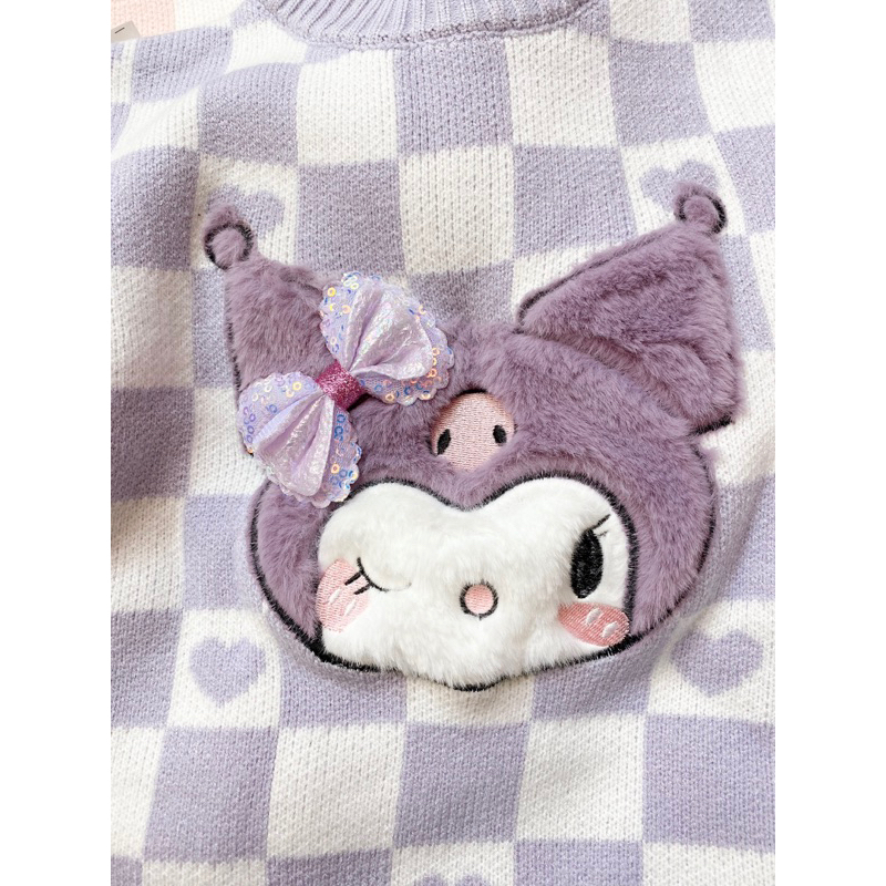 Áo len lông thỏ tím hồng cho bé gái