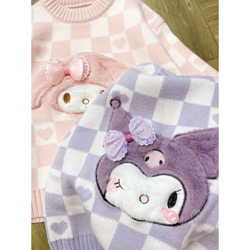 Áo len lông thỏ tím hồng cho bé gái