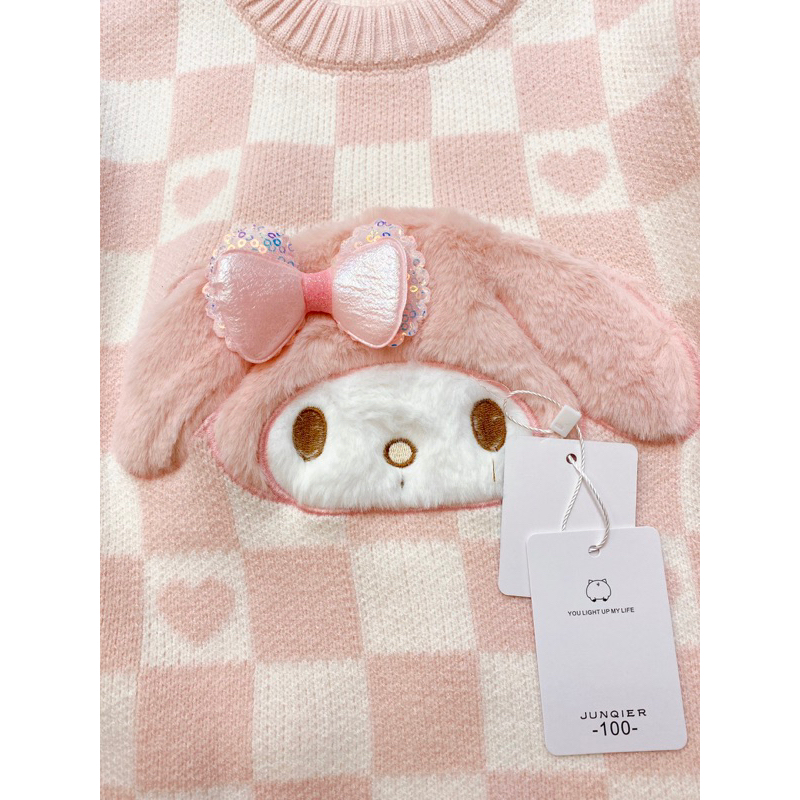 Áo len lông thỏ tím hồng cho bé gái