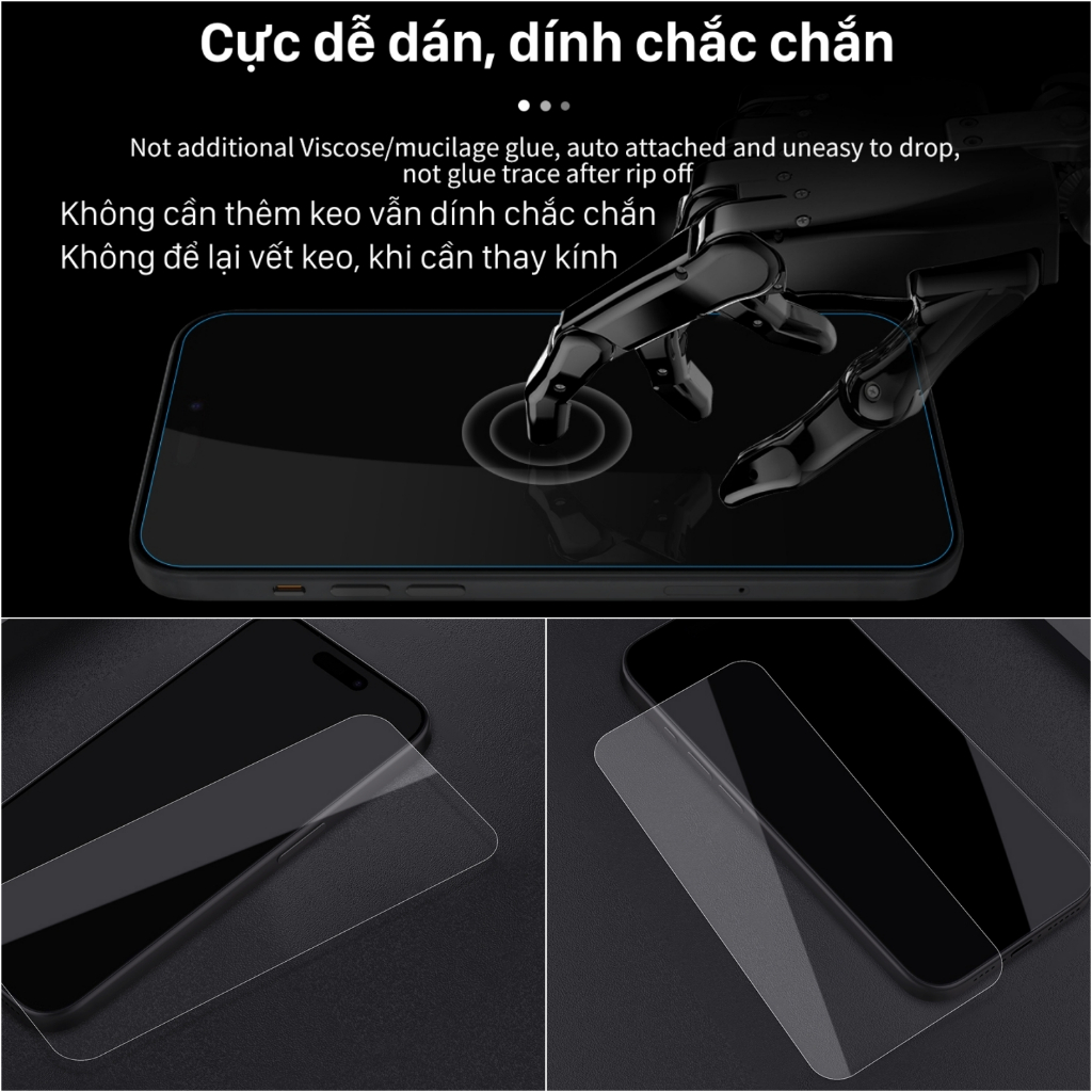 KÍNH CƯỜNG LỰC IPHONE 15 PRO MAX - 15 PRO - 15 PLUS - 15 NILLKIN H+PRO 0.2MM CHÍNH HÃNG - hàng chuẩn