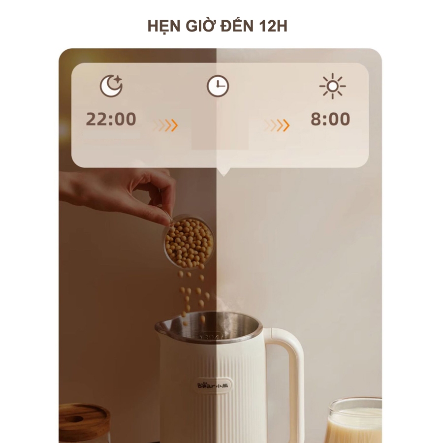 Máy làm sữa hạt Bear 600ml, 8 chức năng, xay nấu sữa hạt, xay sinh tố đa năng – Hàng chính hãng bảo hành 6-18 tháng