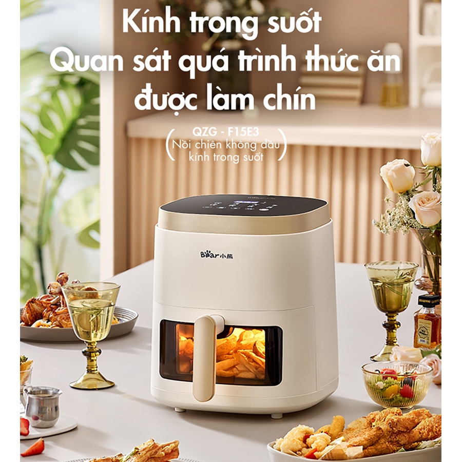 Nồi chiên không dầu 5L Bear công nghệ nhiệt đối Lưu 360 độ, hẹn giờ lên đến 60 phút – Hàng chính hãng bảo hành 6-18 thán