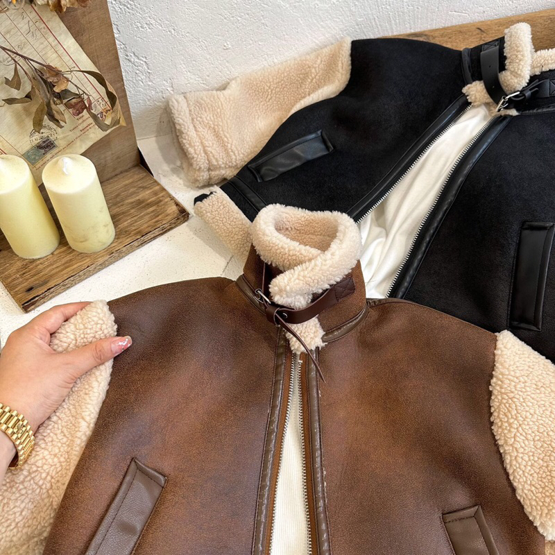 Áo khoác da lót lông cho bé hàng qccc