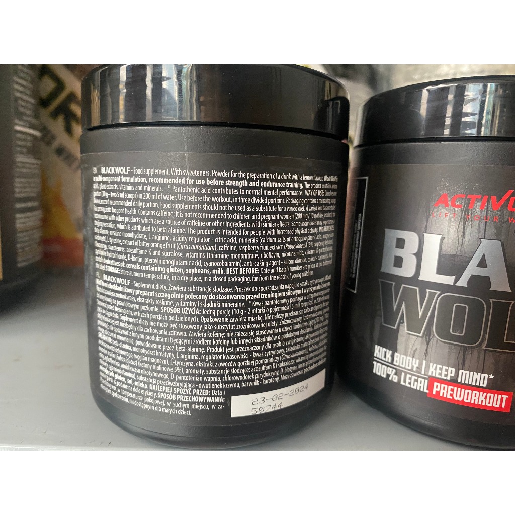Dinh dưỡng thể thao thể hình BLACK WOLF 30 lần giúp tăng sức mạnh tâp trung tỉnh táo từ thương hiệu ACTIVLAB