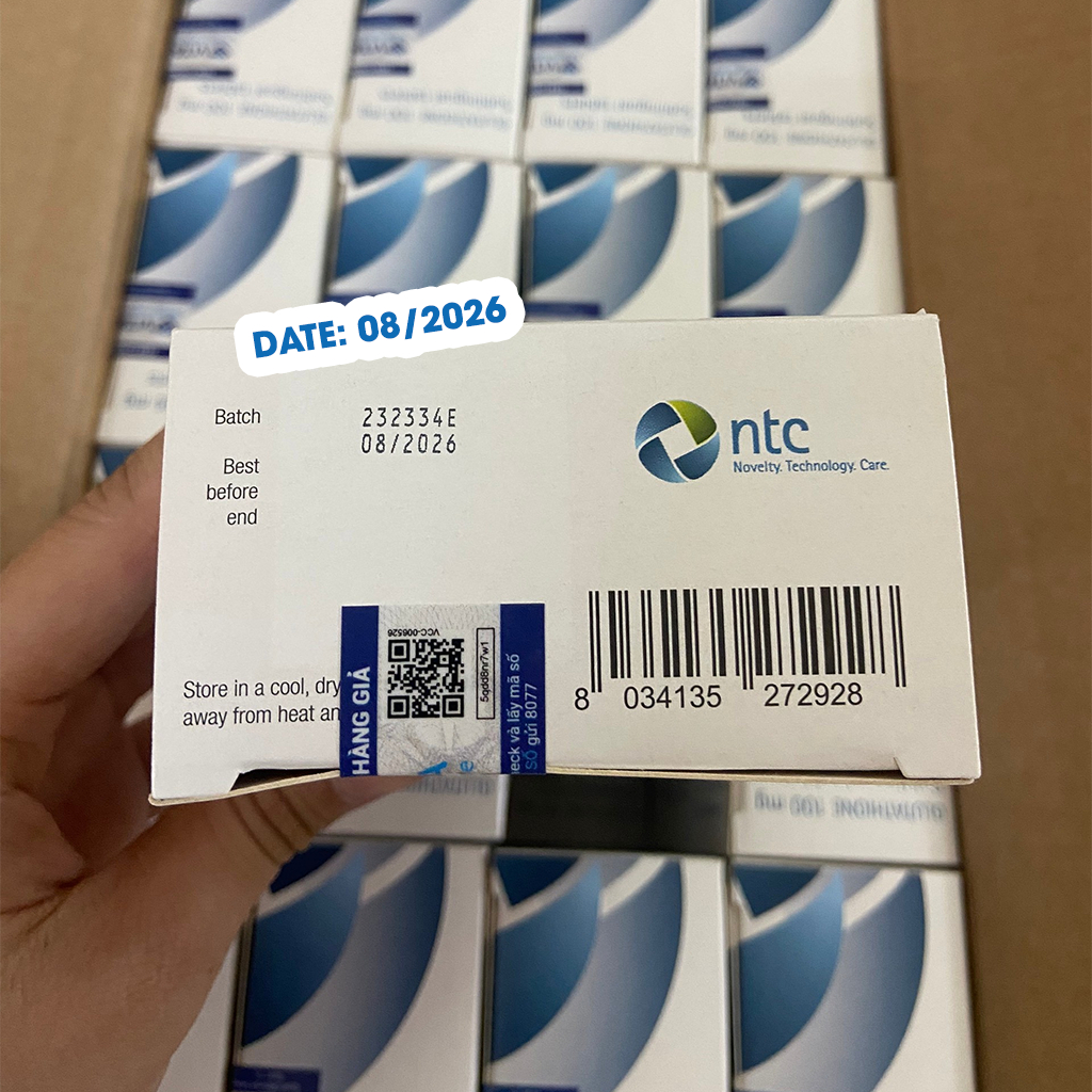 Viên ngậm trắng da Glutathione 100mg của Ý chính hãng, hộp 30 viên