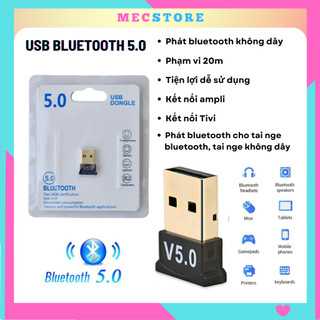 Usb bluetooth 5.0 thiết bị thu phát tín hiệu không dây dành cho máy tính PC laptop