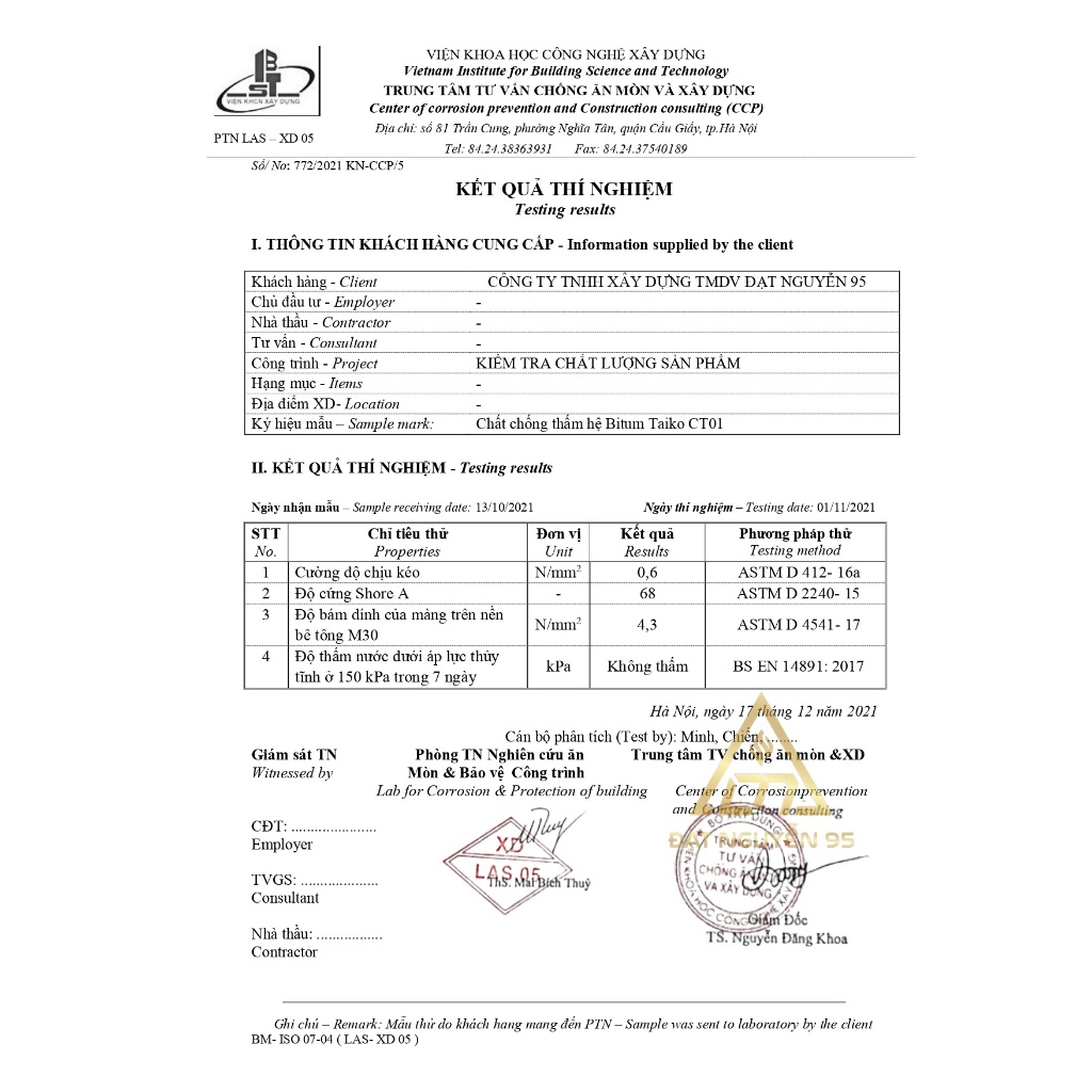 Keo Chống Thấm 1 Thành Phần CT01 Taiko - Chống thấm bể cá coi. Phân Phối Chính Hãng