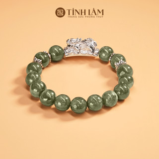 TINH LÂM Vòng Tay Phong Thủy Cẩm Thạch Xanh - Charm Tỳ Hưu