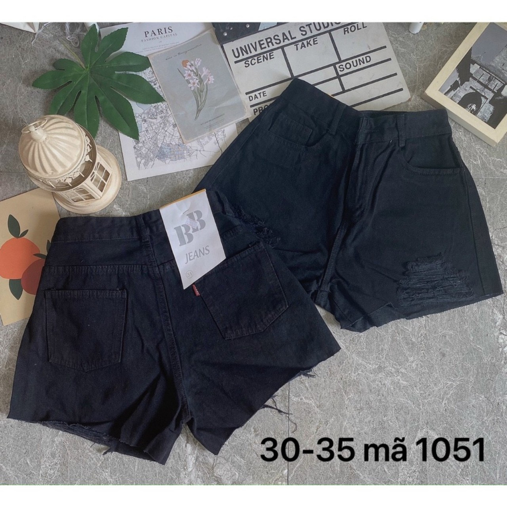 Quần short jean nữ Bigsize từ 40kg-85kg phối rách kiểu lưng cao, quần đùi bò trắng cạp cao Ms1059 KIKAJeans