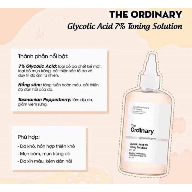 Toner The Ordinary Toner tẩy da chết glycolic acid 7% 240ml Toning Solution "OAM"