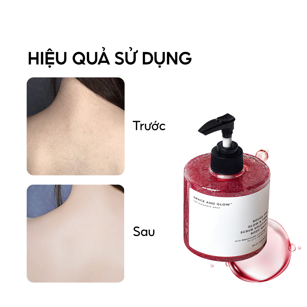 Sữa tắm tẩy tế bào chết scrub Grace and Glow Rouge 540 Scrub Solution body wash 400ml