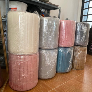Ghế đôn sofa sọc chất liệu nỉ nhung / ghế đôn tròn / ghế ngồi bàn trang điểm