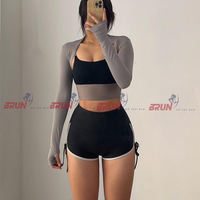 Áo choàng tay croptop - Chất poly thun lạnh cao cấp - BRUN