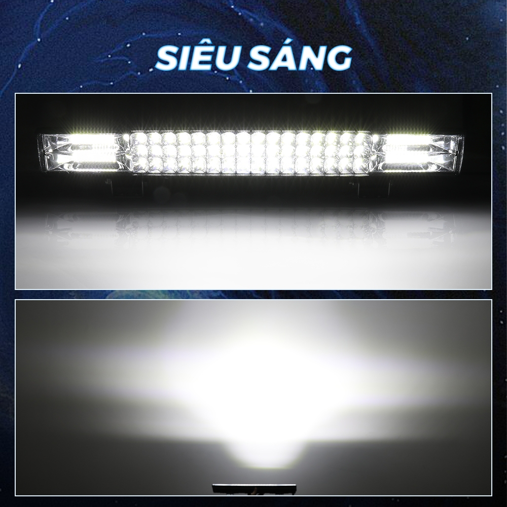 300000LM 50Inch Siêu Sáng 12V 24V Offroad Led Bar Điểm Lũ Combo Tia 3 Hàng đèn Led Làm Đèn Thanh Xe Ô Tô 4WD Xe Tải SUV