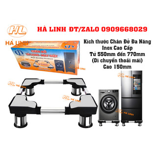 Chân kệ đa năng máy giặt tủ lạnh cao cấp size 550mm đến 770mm chống rung cho máy giặt lồng ngang tủ lạnh 4c