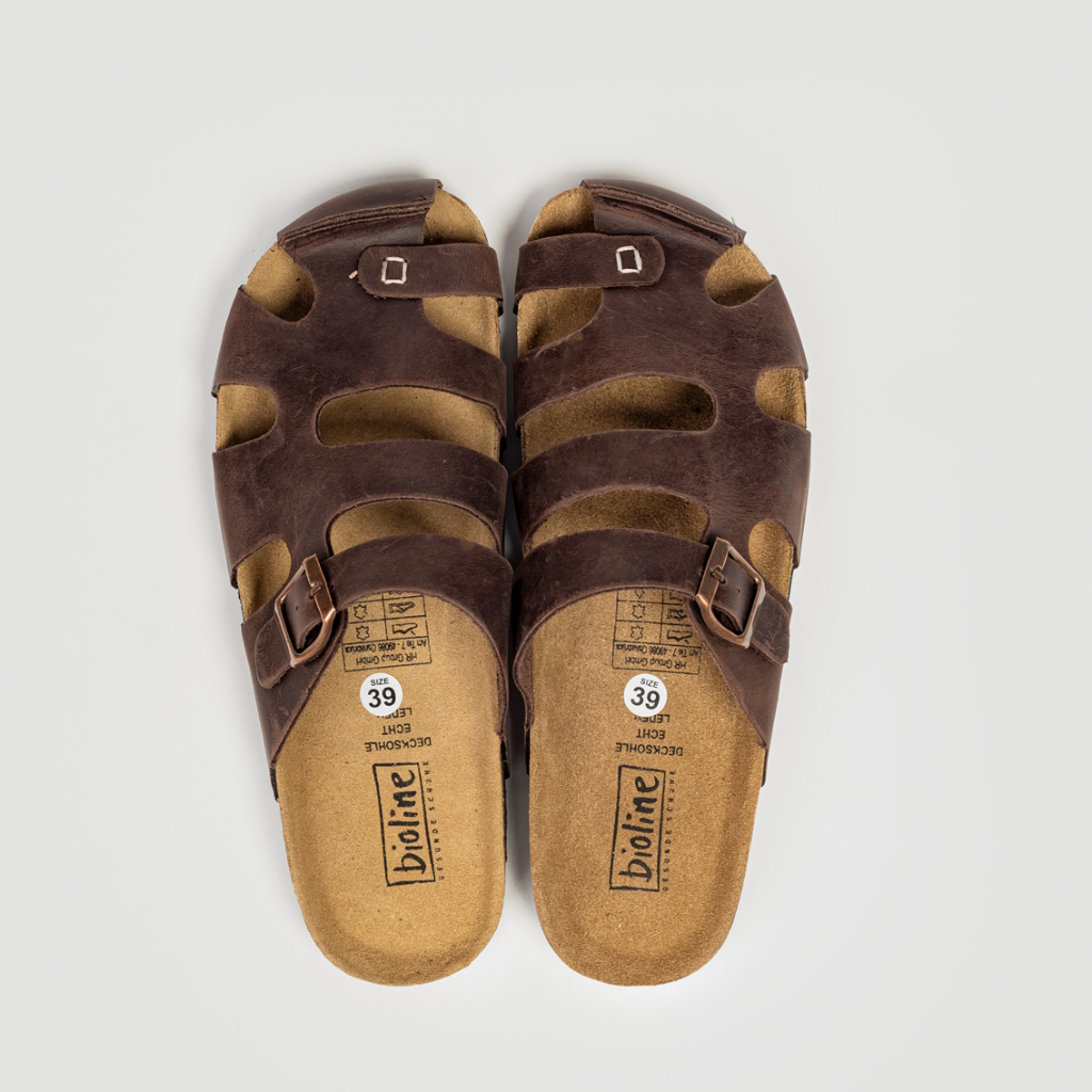 Dép Rọ  - Dép Đế Trấu BIOLINE Official Quai Da Bò Đan Chân Xỏ Ngón