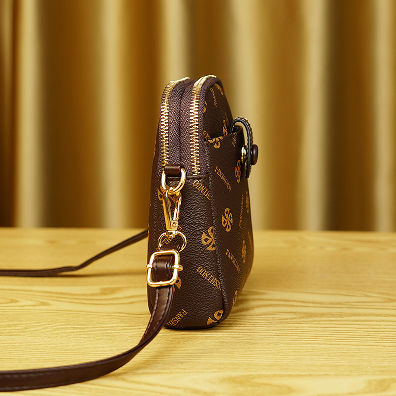 Túi xách đeo chéo đeo vai họa tiết hoa nâu thời trang công sở