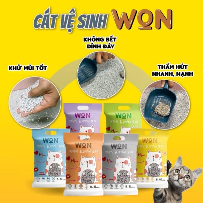 Cát Won Hàn Quốc - Cát đất sét - cát Vệ sinh cho mèo [8.8L]