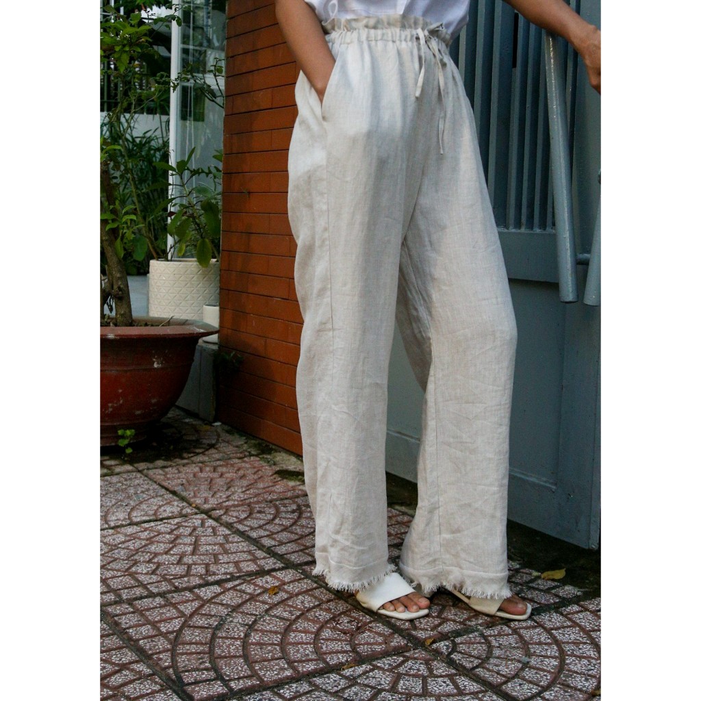 Quần dài tua rua vải linen tưng cao cấp - ANAM