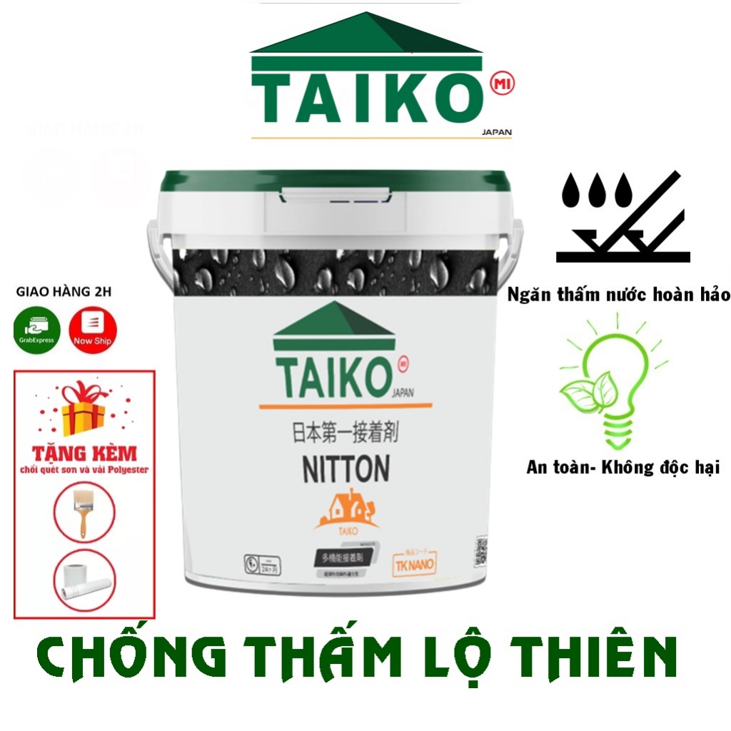 [Chính Hãng ] Keo Sơn Chống Thấm Sàn Mái TAIKO NITTON - Thùng 5 Lít - Tặng Kèm Vải Kết Cấu