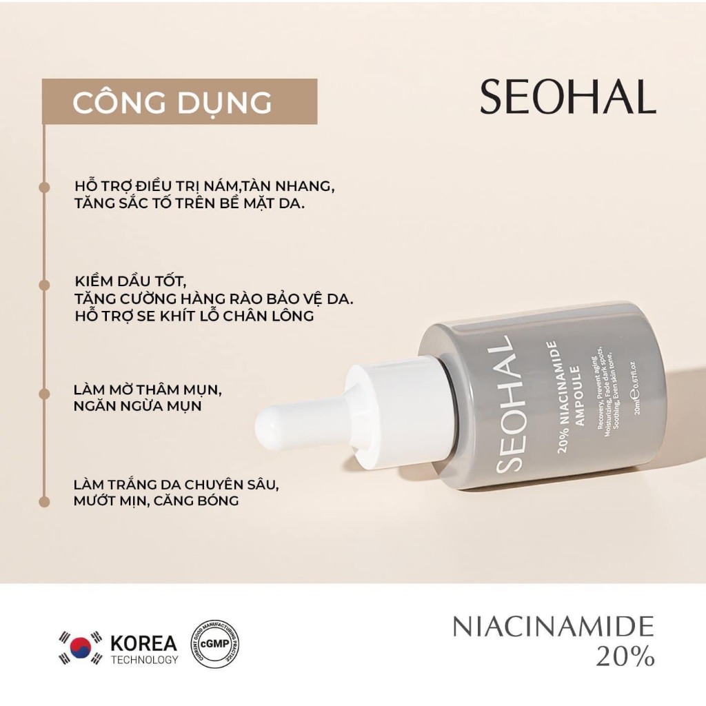 SERUM Dưỡng trắng - Sáng da Niaciamide20% Seohal